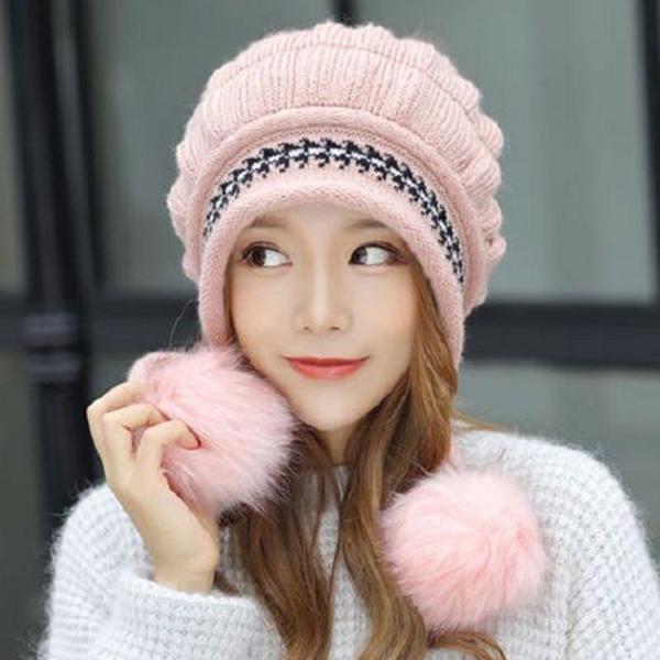 Fashion Woman hat Plush Cotton hat Trendy wild hat Windproof hat Winter Warm hat Thick hat