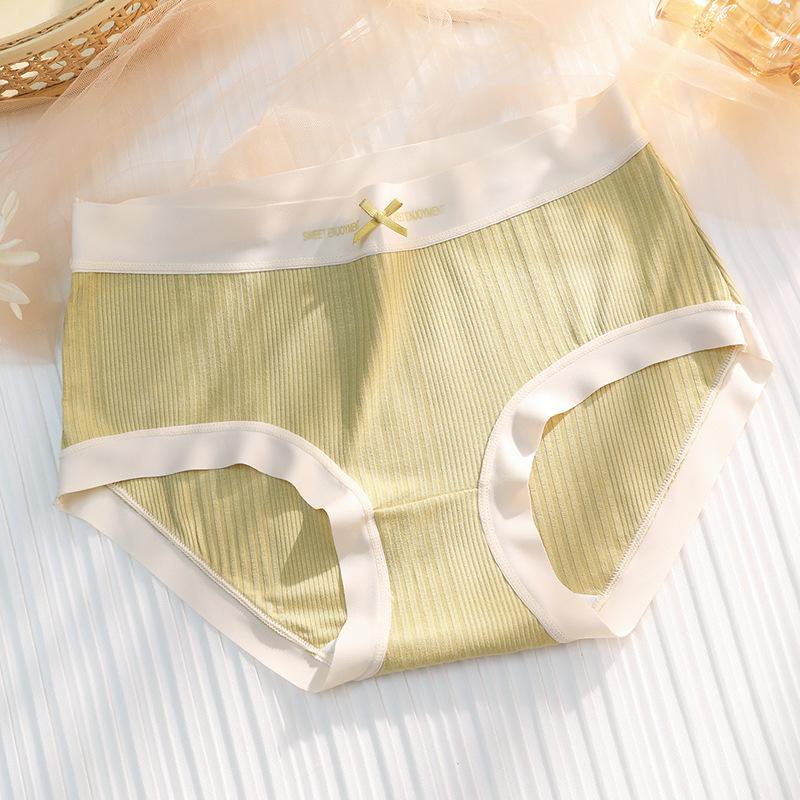 5Pcs/Set Women's Spring Summer Thin Lace Seamless Underpants Ladies Solid Color Sweet Little Fresh Mid-waist Bow Briefs