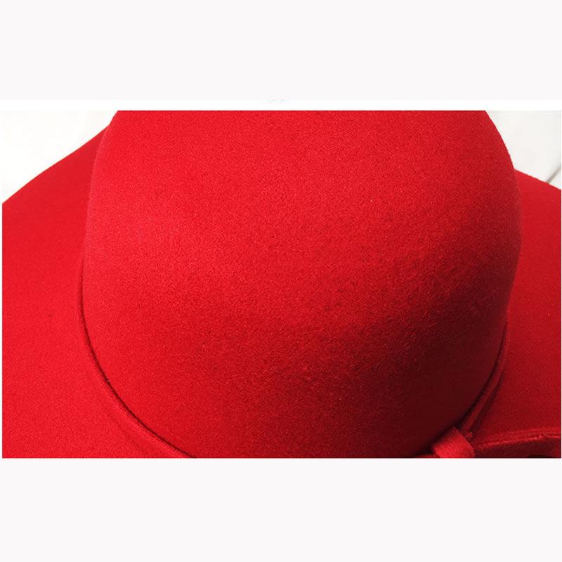 Women's Retro Big Brim Wool Blend Hat Bow Solid Color Warm Basin Hat Casual Vacation Felt Hat Elegant Top Hat