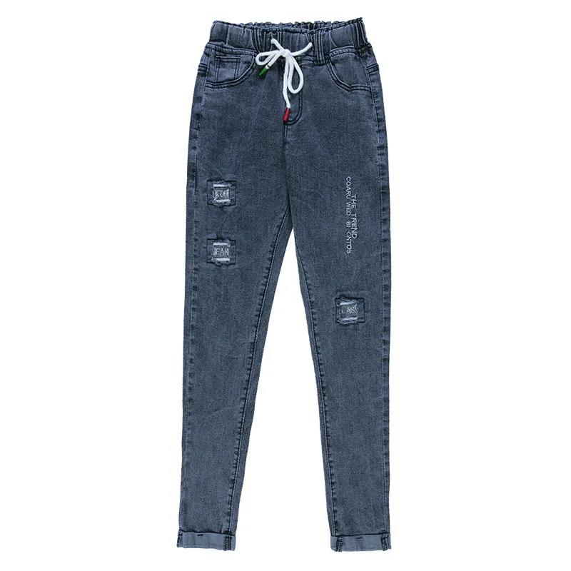 Stretch High Waist Jeans Women's Spring and Autumn Loose Korean Style Cropped Trousers Female Daddy Carrot Pants Harem Pants