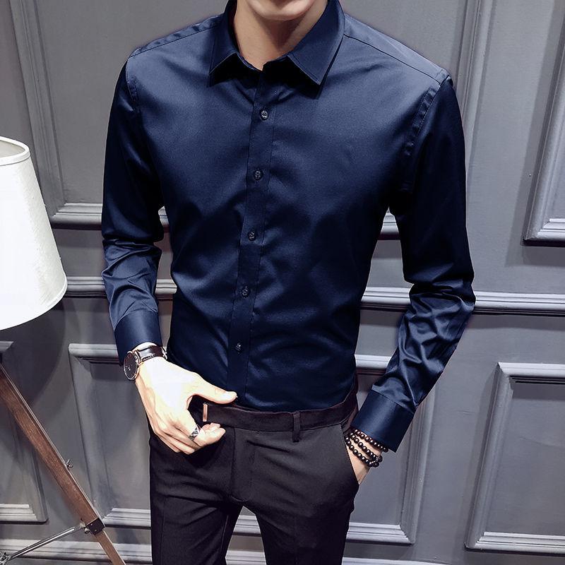 Spring and Autumn Men's Long-sleeved Shirts Slim Casual White Shirts Men's Trendy Business Formal Wear Professional Shirts