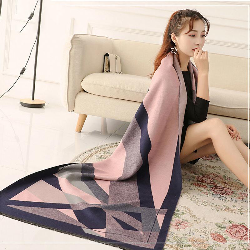 French Retro Wool Cloak Temperament Shawl Thickened Warm Student Long Plaid Double-sided Scarf Female Commuter