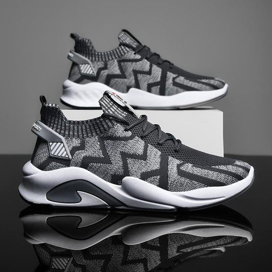 Casual All-match Running Shoes Flying Woven Breathable Student Shoes Men's Mesh Low-top Sneakers