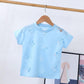 Boys Short-sleeved T-shirt Summer Girl Short-sleeved Hollow T-shirt Children's Solid Color Round Neck Ice Silk Top