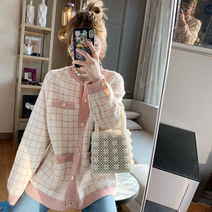 Trendy Wild Sweater Coat Women's Wide Loose Shirt Knit Sweater Shirt Cardigan Knitted Sweater