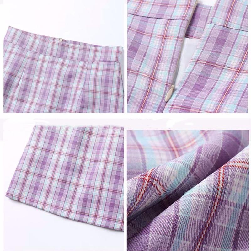 Bow School Girl Women High Waist Pleated Skirt  Plaid A-Line Flare Skater Short Skirt Uniforms Cosplay Sweet Girls