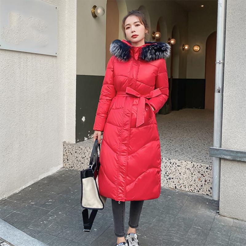 Women's Winter Korean Style Loose Quilted Coat Warm Stand-up Collar Down Jacket Women's Bright Face Long Down Jacket