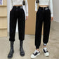 High-waisted Cropped Trousers Women's Spring and Summer Personality Letter Embroidery Handsome Casual Harem Pants