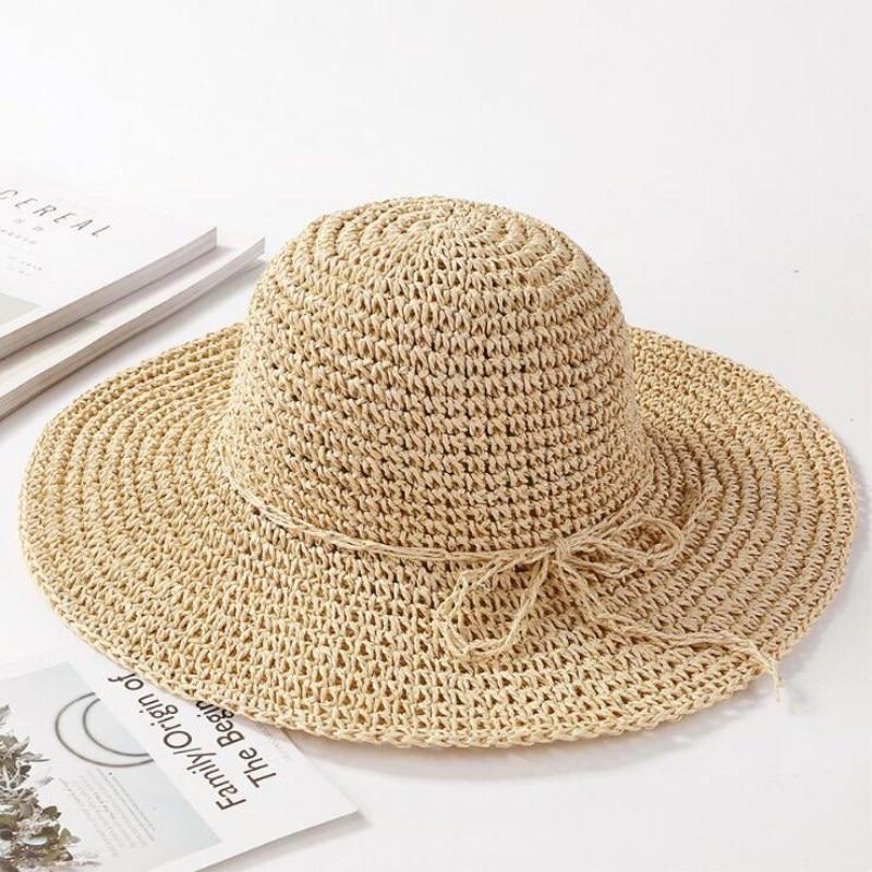 Wide Brim Floppy Raffia Fold Sun Hat Summer Hats for Women Out Door Sun Protection Straw Hat Women