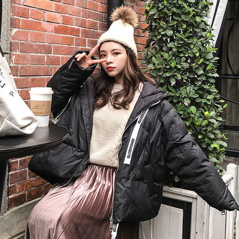 Women's Shiny Short Down Jacket Winter Korean Style Loose Quilted Jacket Casual Stand-collar Padded Jacket