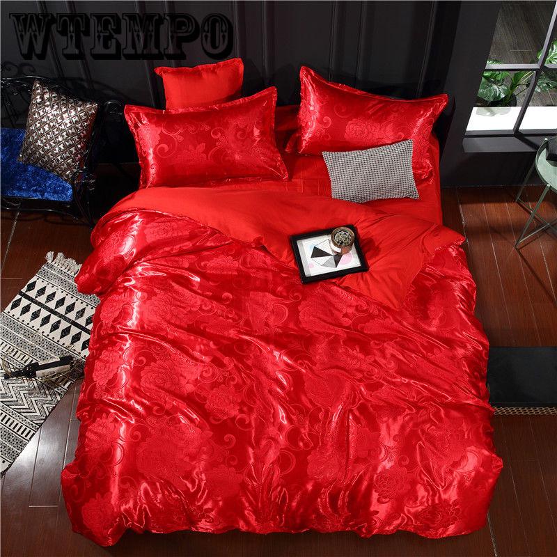 Satin Luxury Jacquard Bedding Set Yarn Dyed Duvet cover Bed Spread Pillowcase Queen King