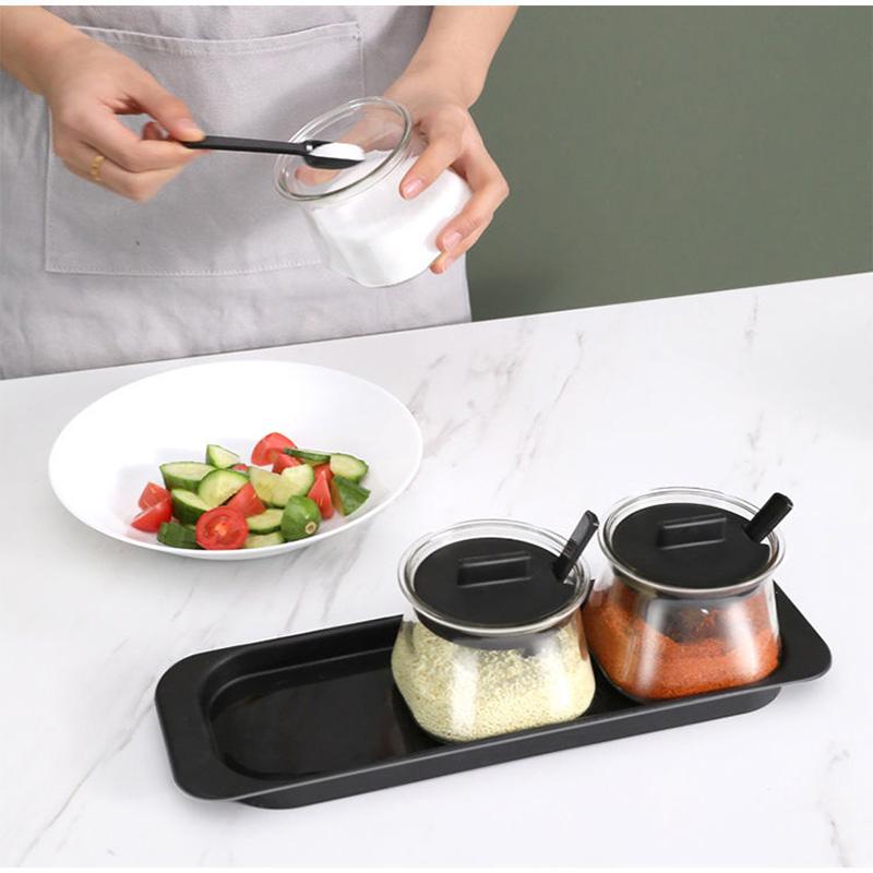 Kitchen Household Jar Seasoning Salt Shaker Seasoning Combination Set Seasoning Storage Glass Oil Pot