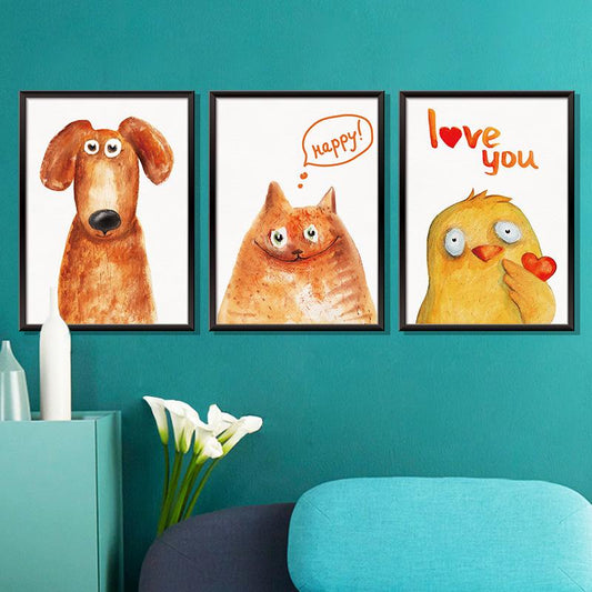 Cute pet animal painting 3D photo frame wall stickers  background decoration removable stickers