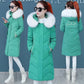 Mid-length Down Jacket Winter Ladies Fashion Big Fur Collar Hooded Mid-length Korean Waist Coat