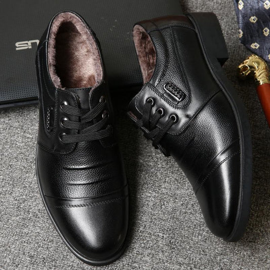 Men's Leather Shoes, Men's Shoes, Formal Casual Shoes, Autumn and Winter Business Leather Plus Cashmere Warmth, Men's Cotton Shoes