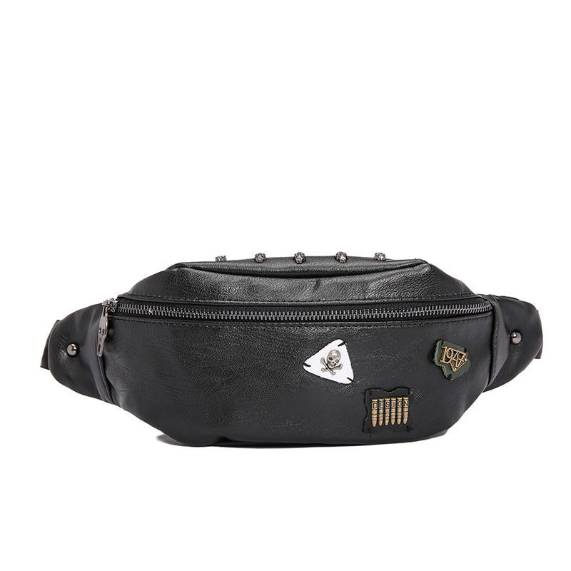 Waist Bag Men's Pu Large Capacity Mobile Phone Shoulder Bag Outdoor Riding Sports Messenger Bag