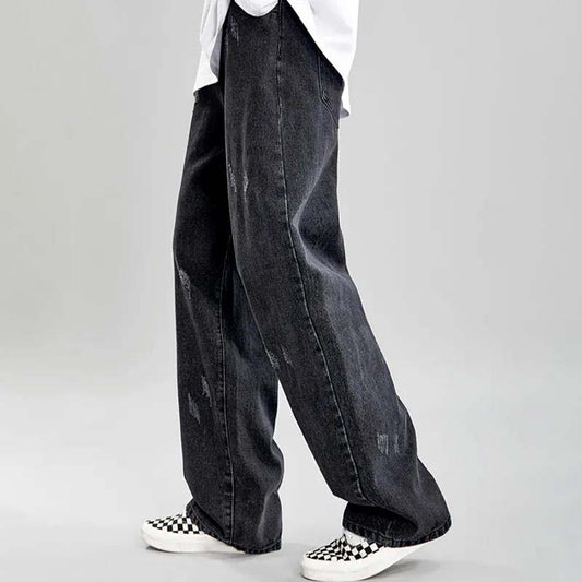 High Street Mopping Retro Jeans Men's Loose Straight Wide Legs Pendant Pants