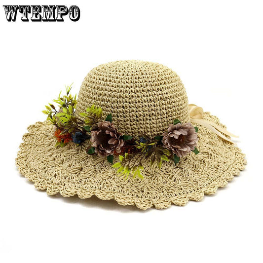 Straw Hat Floppy Women Ladies Summer Fashion Brim Beach Sun Dress Foldable Cap