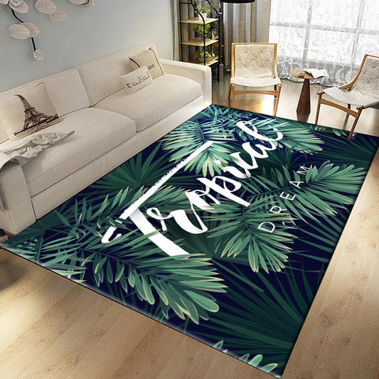 Carpets for Living Room Green Tropical Printed Parlor Bedroom Chair Rugs Bath Decorate Non-slip Mat