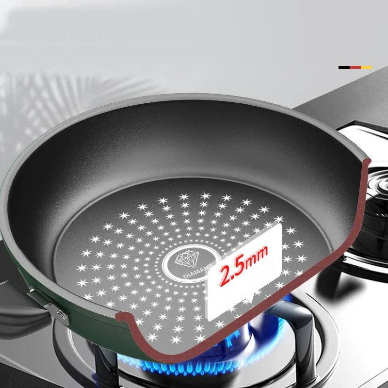 Frying Pan Crystal Diamond Non-stick Pan Food Supplement Pan Universal Pan Nordic Style Kitchen Utensils Pots and Pans