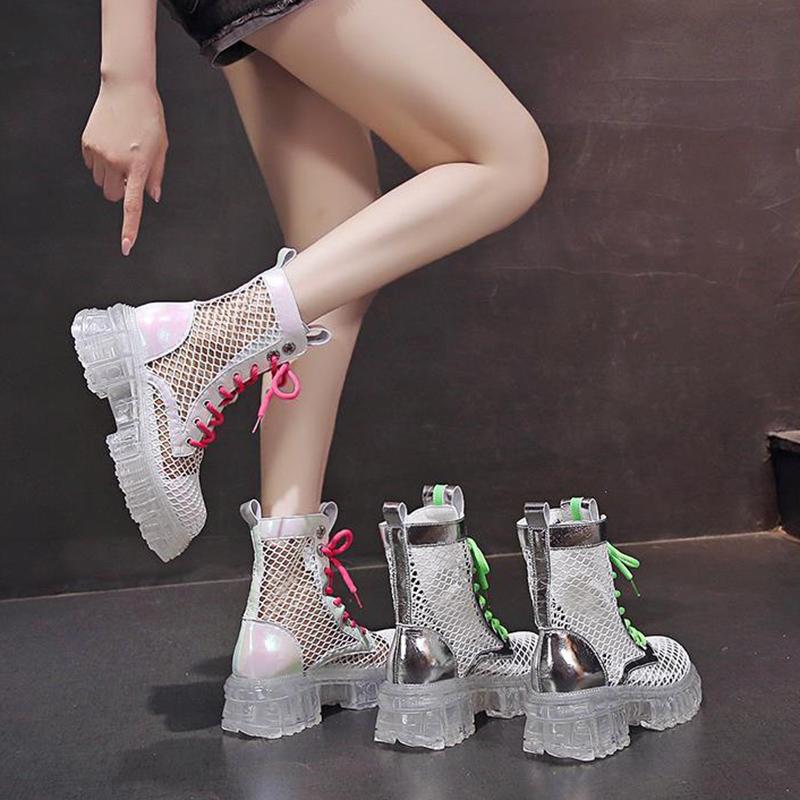 Summer Thin Martin Boots Hollow Breathable Jelly Platform Boots Heighten Boots