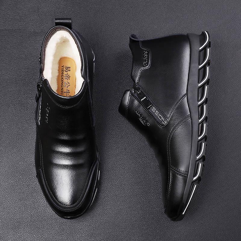 Leather Boots Genuine Leather Men Winter Shoes Fashion Male Shoes Winter Ankle Boots Male Boots