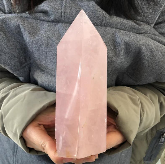 Rose Quartz Point Natural Rose Quartz Tower Rose Crystal Quartz Obelisk High Quality Healing Crystal