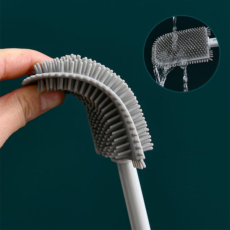 The Toilet Brush Has No Dead Ends Multifunctional Household Free Punch Wall-mounted Creative Silicone Toilet Brush Cleaning Toilet Brush Set