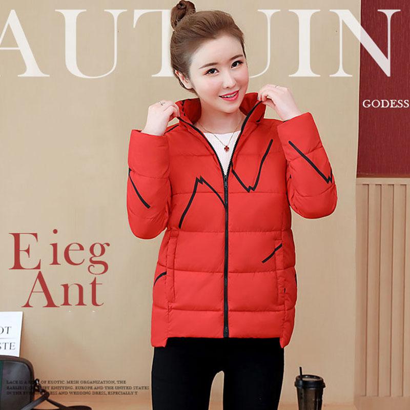 Women's Short Cotton-padded Jacket Thick Cotton-padded Coat Winter Loose Large Size Warm Jacket Printed Hooded Parka Jacket