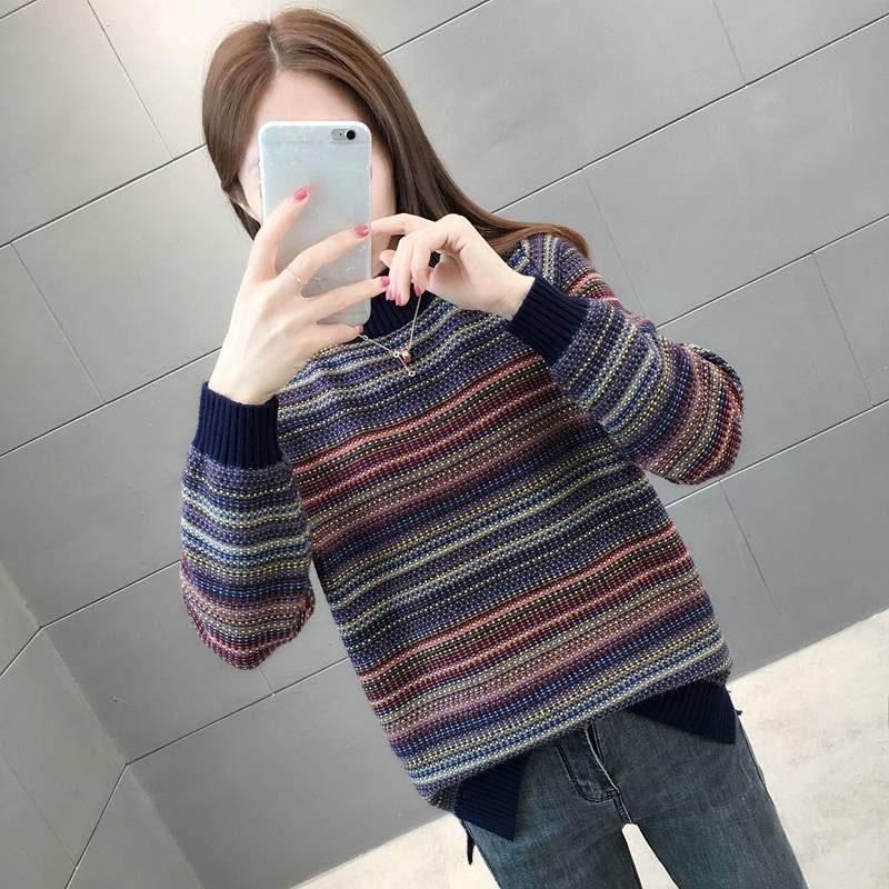 Autumn and Winter Retro Half Turtleneck Sweater Loose Casual Jacket Fashion Casual Women's Top