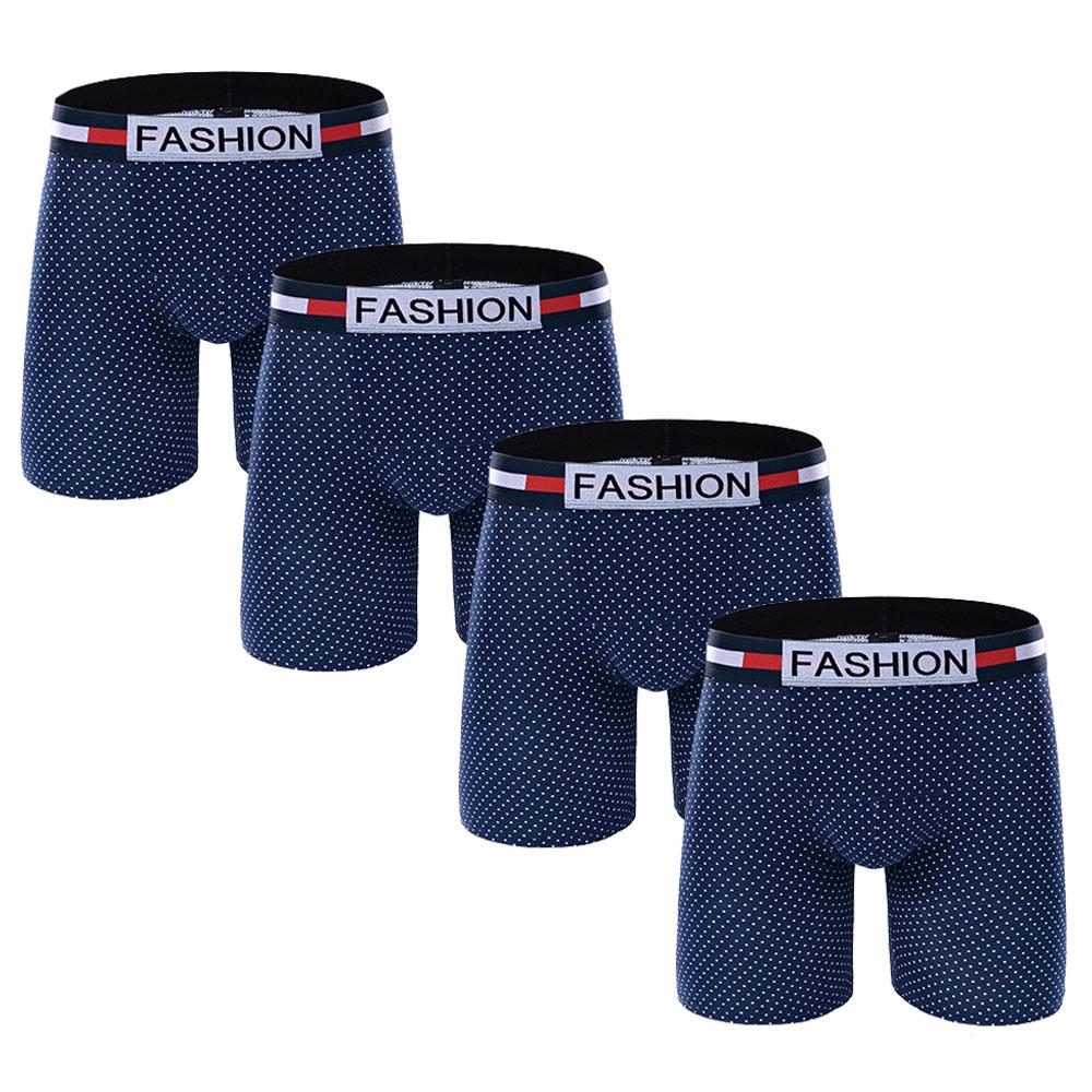 4pcs/lot Men's Exercise Extended Printing Cotton Boxers Running Leg Proof Five Minutes Boxers