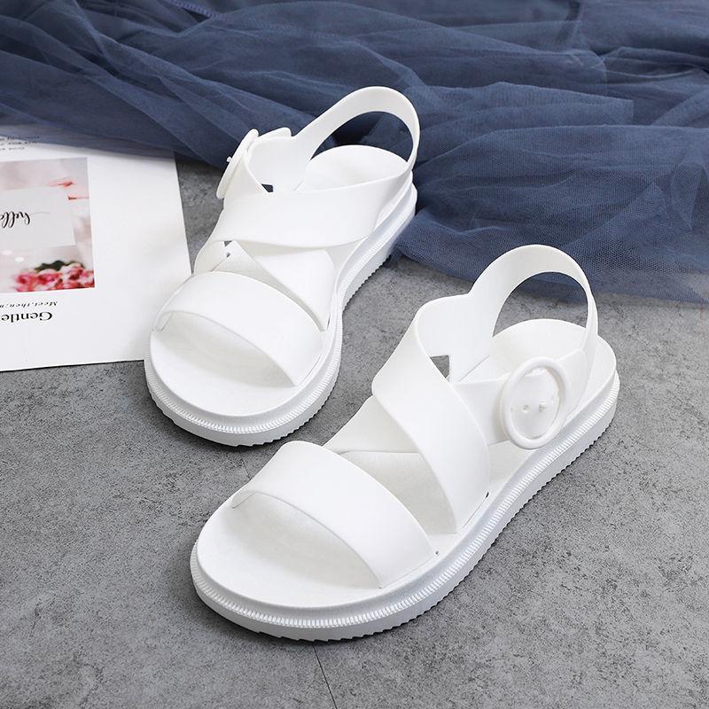 New Plastic Sandals Female Summer Thick Bottom Non-slip Waterproof Rubber Shoes Flat Bottom