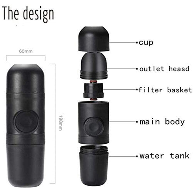 Mini Portable Coffee Machine 70ml Pressure Espresso Manual Handheld Coffee Maker for Car Travel Camping Hiking Home Office