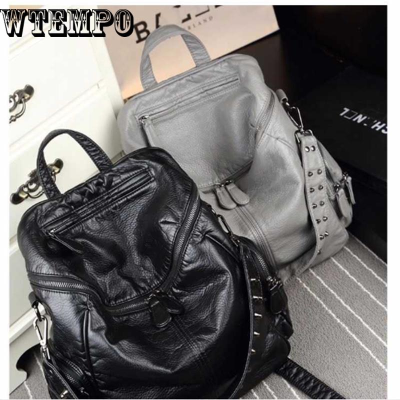 Backpack Lightweight Spacious Casual Daypacks Soft PU Leather  Bag For Women Female Girls Ladies