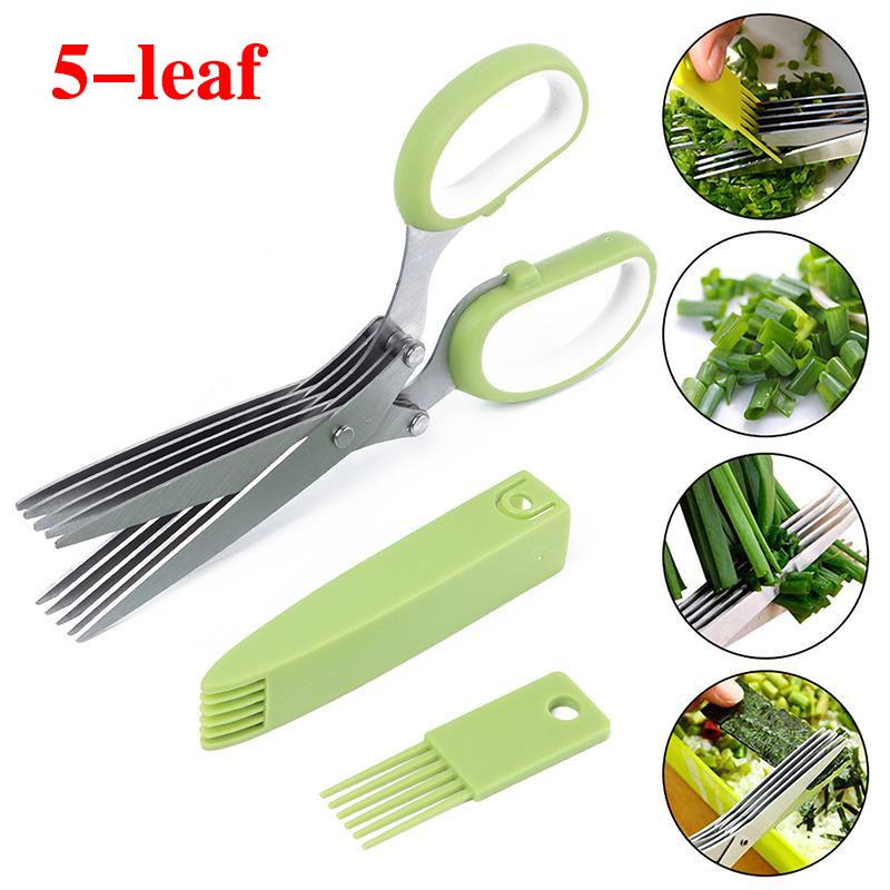 5-Leaf Vegetable Scissors Stainless Steel Food Scissors Multi-function Kitchen Supplies Heavy Sharp Scissors