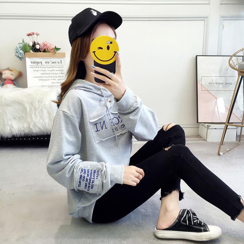 Spring and Autumn Sweater Cotton Women's Sweatshirt Wild Large Size Long Sleeve Warm Hooded Tops