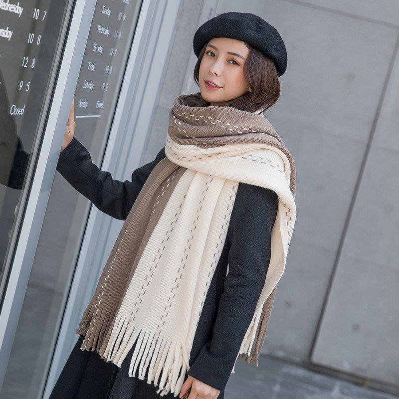 Scarf Women Autumn Winter Female Wool Plaid Svarves Ladies Cashmere Scarves Long Shawl Wrap Blanket