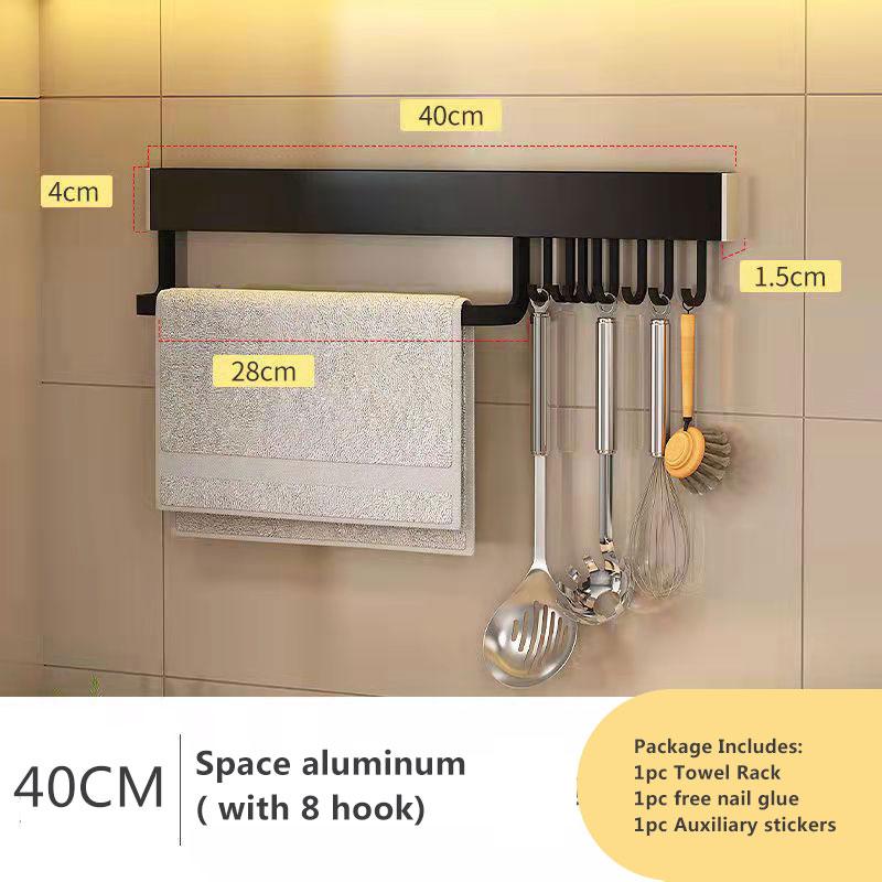 Kitchen Wall Hanging Rack Hook Wall Hook Rack Row Hook Stick Hook Kitchenware Rack Towel Rack Spatula Spoon Rack Rag Hook