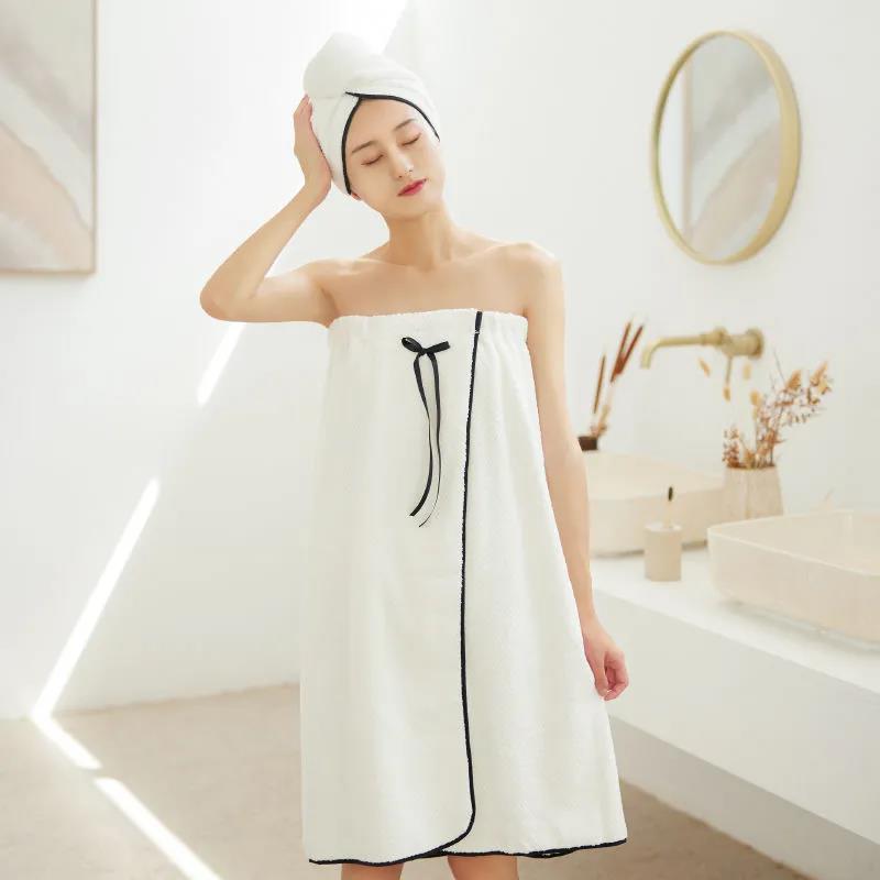 Bath Towel Feminine Can Wear Tube Top Bath Skirt Dry Hair Cap Suit Adult Soft Absorbent Non-linting Daily Necessities Students