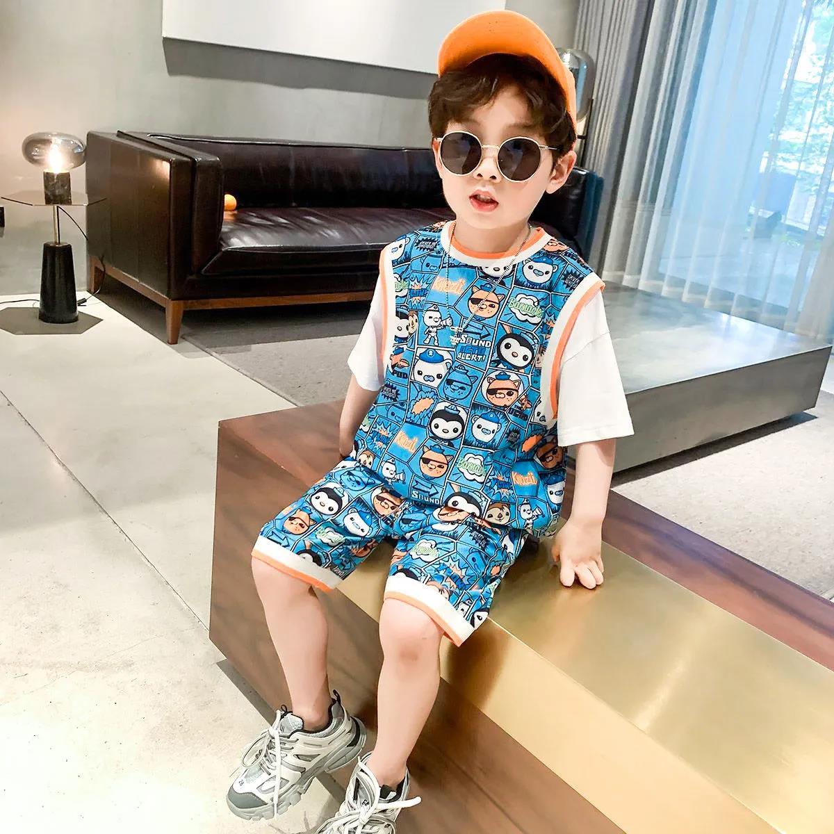 Children's Clothing Boys' Summer Suits Summer Children's Handsome Short-sleeved Sports Clothes Big Boys and Boys