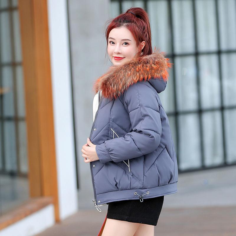 Fall/winter Fashion Trend Down Warmth Thick Hooded Korean Slim-fit Fur Collar Padded Jacket