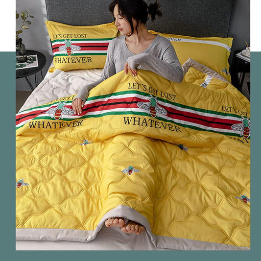 Summer Ice Silk Cool Quilt Four Seasons Universal Soft Washed Cotton Skin-friendly Feather Velvet Air-conditioning Quilt