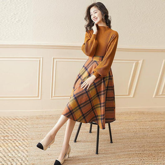 Fashion Suit Two Piece Spring Women Sweater with Long Skirt for Ladies