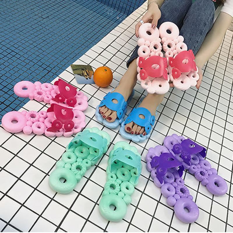 Bathroom Non-slip Slippers Female Summer Home Indoor Bath Quick-drying Soft Bottom Sandals Donut Hollow Leaky Slippers