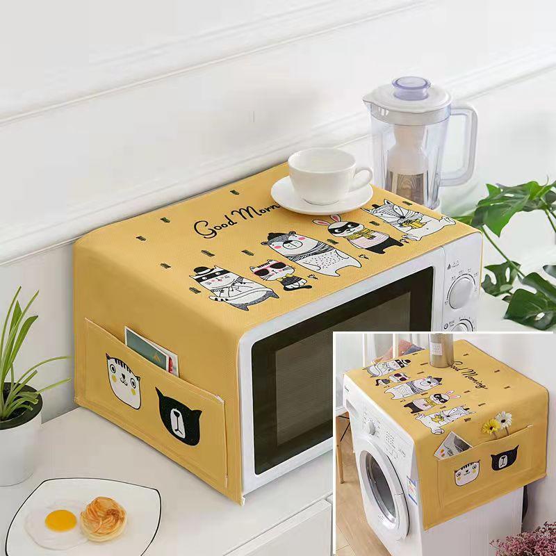 Microwave Hood Oven Dust Cover Oil and Water-proof Household Side Pockets Dust-proof Cloth Refrigerator Dust-proof and Dust-proof Cover Towel