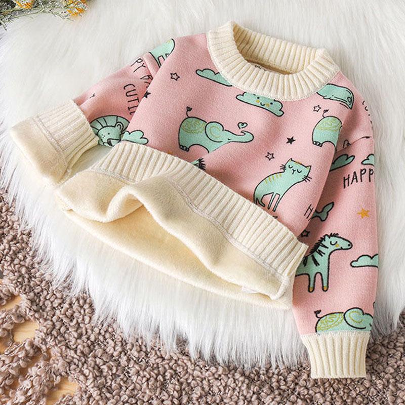 Baby Sweater and Cashmere Fall/winter Girl's Knit Sweater Pullover Boy Warm Jacket Baby Middle and Small Children Children's Sweater