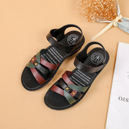 Sandals and Slippers Women Flat Slippers Summer Outdoor Wear Soft Bottom Non-slip Slope with Old Middle-aged Sandals Women