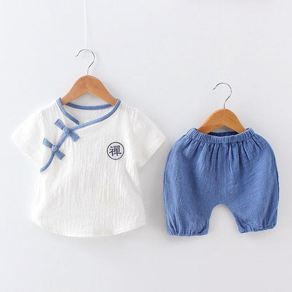 Two-piece Suit Cotton Linen Children's Clothes for Boys Girls Babies Infants Children's Clothing Suits