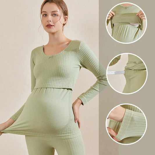 Maternity Suit Autumn/winter Pregnancy Thickening Thermal Underwear Postpartum Nursing Pajamas