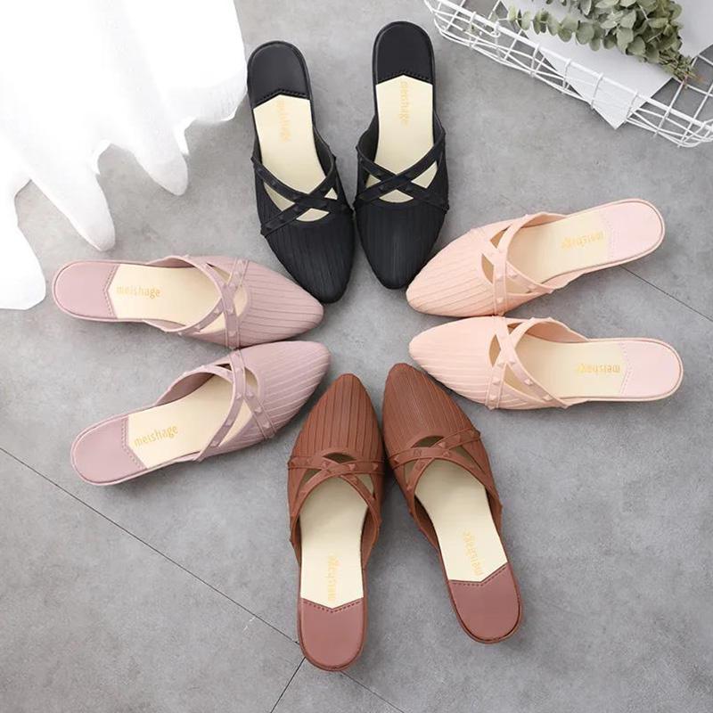 Summer Fashion Women's Semi-slippers, Wear All-match Slope with Cross Straps and Comfortable Lazy Single-shoe Sandals